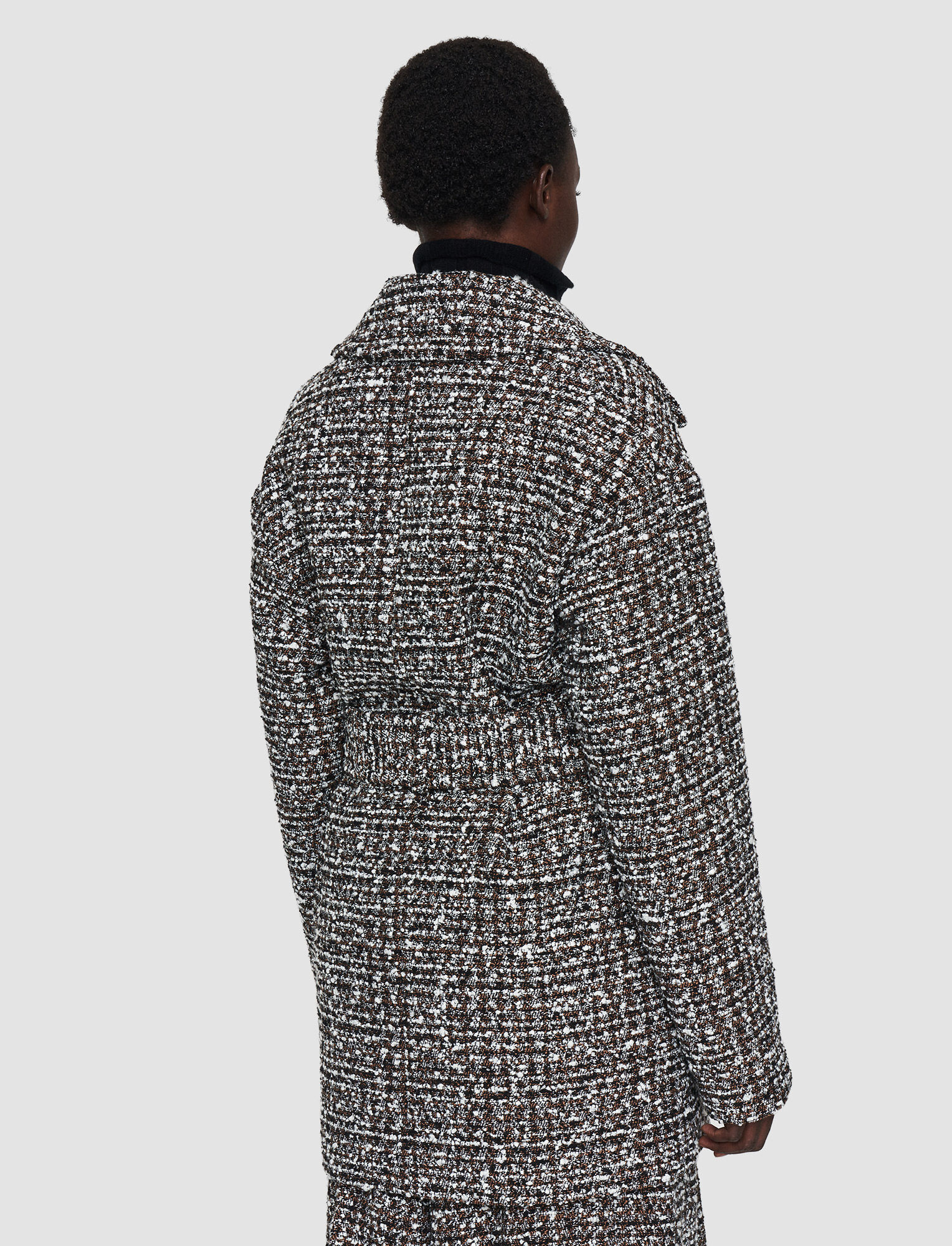 Joseph, Wool Tweed Clery Coat, in Black Combo